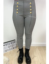 BLACK - 'GINGHAM' - HIGH WAIST GOLD BUTTON TREGGING PANTS