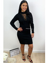 BLACK - 'JORDAN' - TIE UP RIBBED DRESS