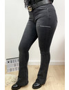 DARK GREY - 'BILLIE' - SUPER STRETCH DENIM FLARED PANTS - 079