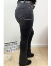 DARK GREY - 'BILLIE' - SUPER STRETCH DENIM FLARED PANTS - 079