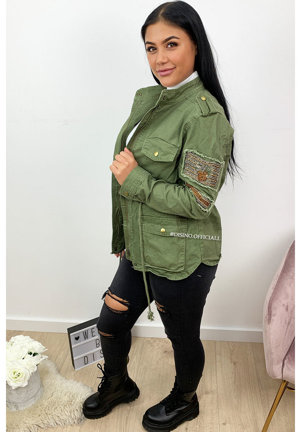 ARMY GREEN - 'JACQUELYN' - PREMIUM QUALITY ARMY DENIM JACK