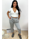 WHITE - 'SARAH' - RIBBED WRAP ON CROP TOP