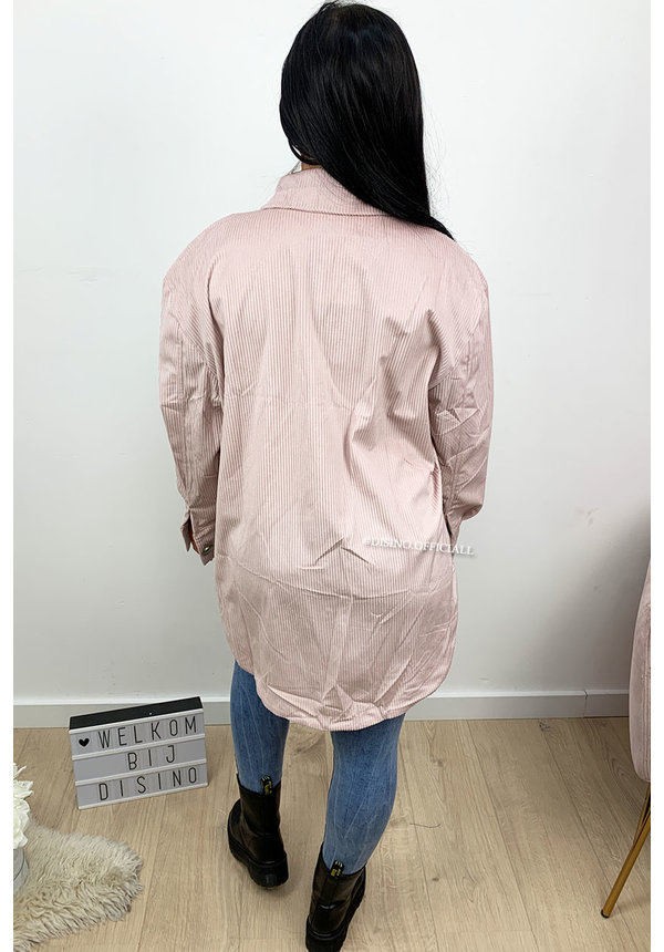 PINK - 'LISETTE' - OVERSIZED RIBBED VELVET BLOUSE