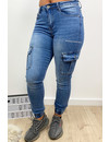 BLUE - 'ALEXA' - SUPER STRETCH DENIM CARGO PANTS