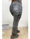 GREY - 'ALEXA' - SUPER STRETCH DENIM CARGO PANTS