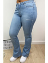 LIGHT BLUE - 'BILLIE' - SUPER STRETCH DENIM FLARED PANTS - 079