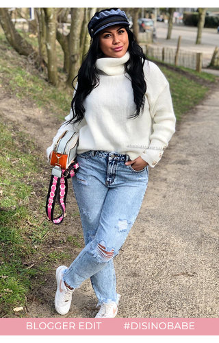QUEEN HEART JEANS - BLUE - DESTROYED WASHING BOYFRIEND JEANS - 3225 QUEEN HEART JEANS - BLUE - DESTROYED WASHING BOYFRIEND JEANS - 3225