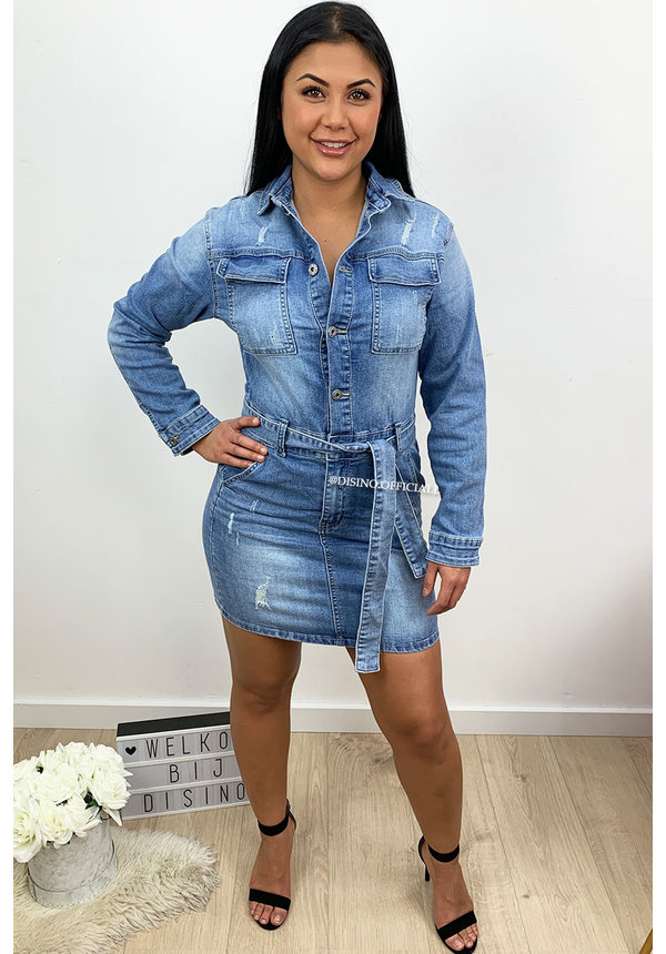 BLUE - 'DANIQUE' - SUPER STRETCH DENIM DRESS