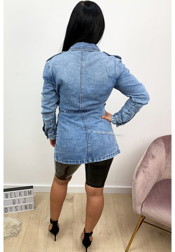 BLUE - 'TIFFANY' - RIPPED DENIM JACK DRESS