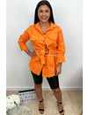 ORANGE - 'JACLYN' - OVERSIZED DENIM BLOUSE DRESS WITH BELT