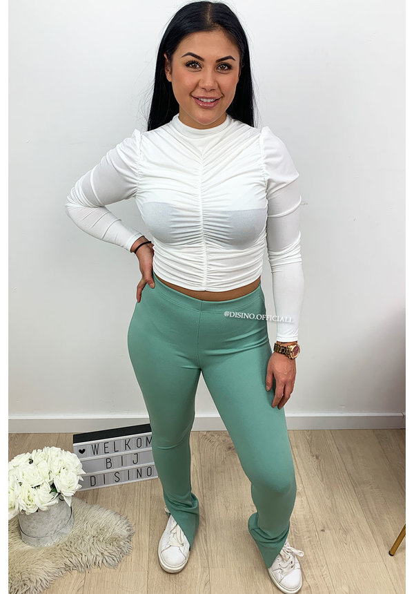 MINT GREEN - 'NOELLE' - HIGH WAIST SIDE SPLIT PANTS