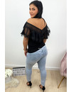 BLACK - 'DILAYLA' - OFF SHOULDER MESH TOP