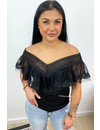 BLACK - 'DILAYLA' - OFF SHOULDER MESH TOP