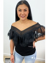 BLACK - 'DILAYLA' - OFF SHOULDER MESH TOP