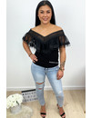 BLACK - 'DILAYLA' - OFF SHOULDER MESH TOP