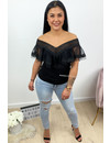 BLACK - 'DILAYLA' - OFF SHOULDER MESH TOP