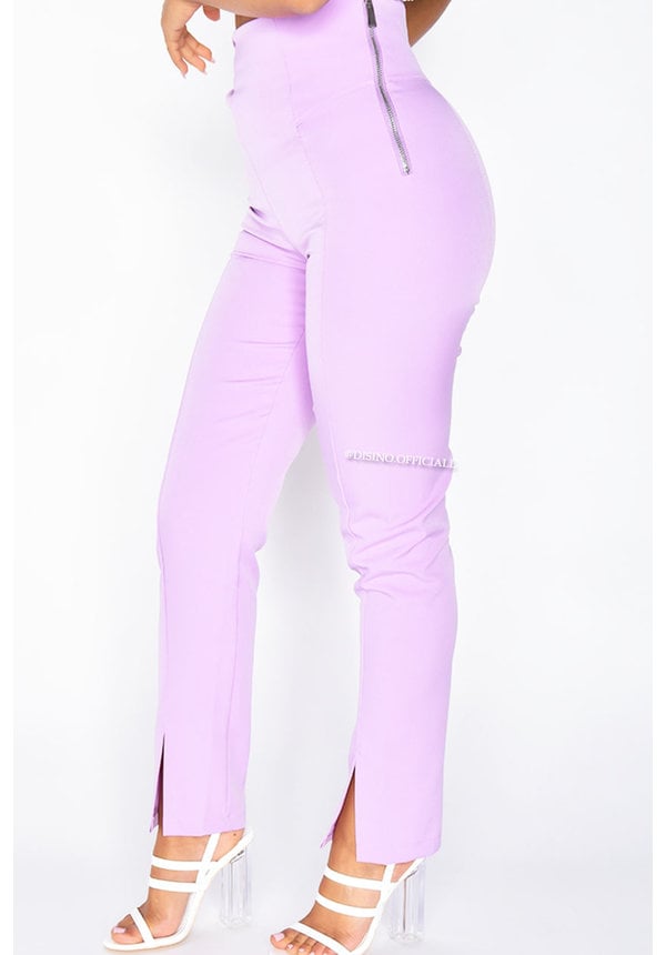 LILA - 'SILVIA' - HIGH WAIST PANTALON WITH ZIP AND FRONT SPLIT