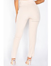 BEIGE - 'SILVIA' - HIGH WAIST PANTALON WITH ZIP AND FRONT SPLIT