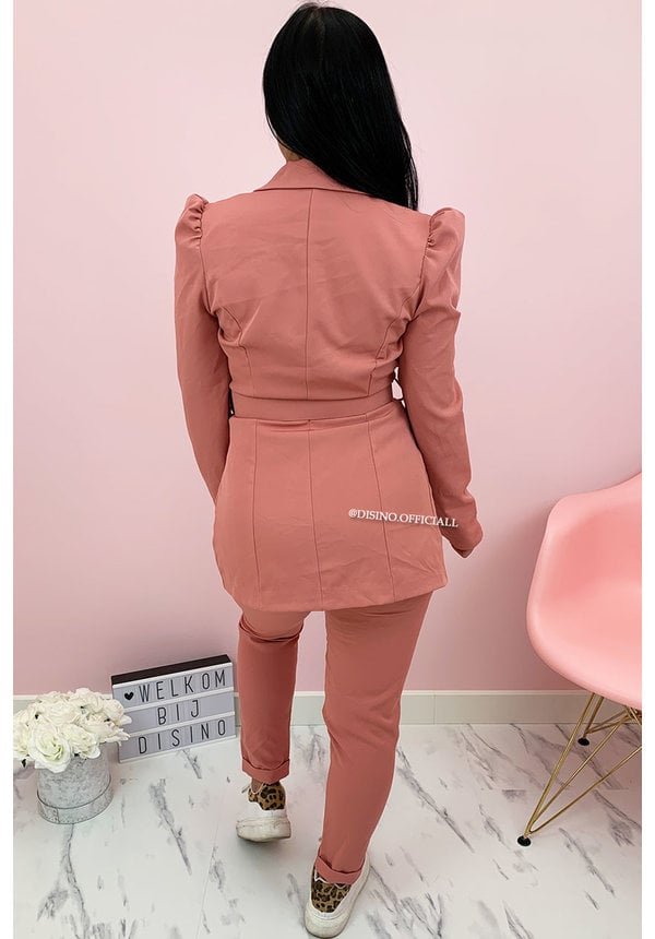 PINK - 'CHANEL' - CLASSY PUFF SLEEVE SUIT