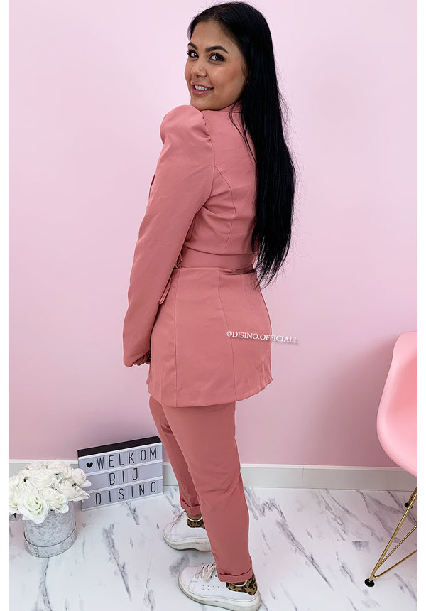 PINK - 'CHANEL' - CLASSY PUFF SLEEVE SUIT