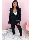 BLACK - 'CHANEL' - CLASSY PUFF SLEEVE SUIT