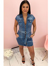 BLUE - 'DJAMILA ZIP' - PREMIUM QUALITY SUPER STRETCH DENIM DRESS WITH ZIPPER