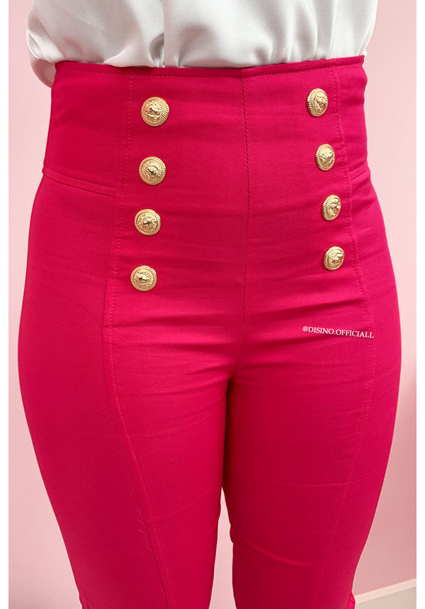 FUCHSIA - 'MAYSEY' - PREMIUM QUALITY GOLD BUTTON PANTS