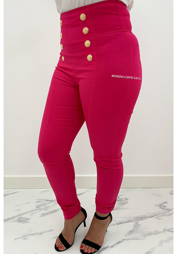 FUCHSIA - 'MAYSEY' - PREMIUM QUALITY GOLD BUTTON PANTS