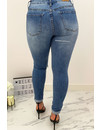 QUEEN HEARTS JEANS - BLUE - SUPER SKINNY RIPPED ROLL UP - 686