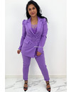 PURPLE - 'CHANEL' - CLASSY PUFF SLEEVE SUIT