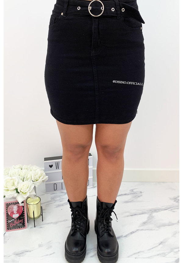 BLACK - 'NAYA' - SUPER STRETCH DENIM SKIRT