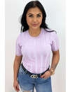 LILA - 'SABINE' - RIBBED SHORT SLEEVE TOP