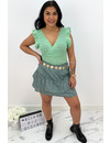 GREEN - 'DAPHNE' - HEART DOTTED RUFFLE SKIRT