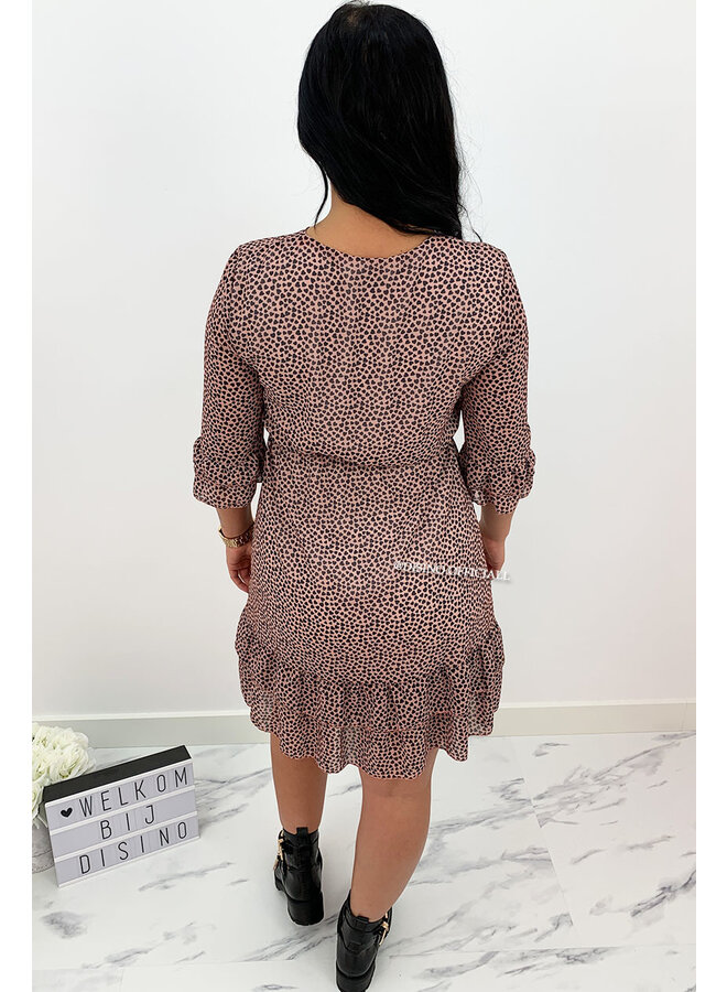 PINK - 'DAPHNE' - HEART DOTTED RUFFLE DRESS