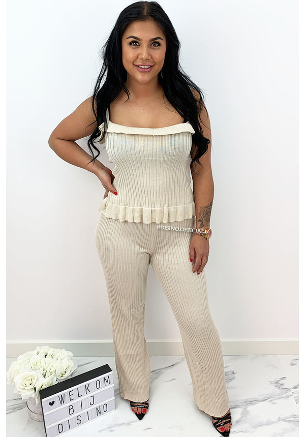 BEIGE - 'SUMMERJAM' - COMFY TWO PIECE LOUNGE SET