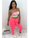 NEON PINK - LIZZ - WATERCOLOR BANDEAU TOP