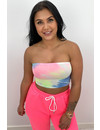 NEON PINK - LIZZ - WATERCOLOR BANDEAU TOP