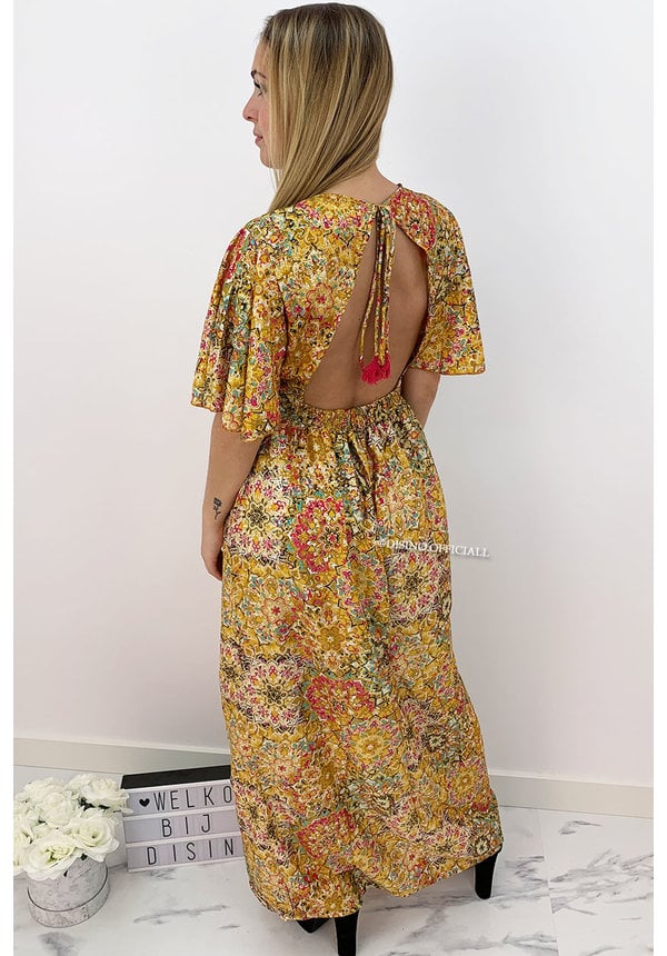 YELLOW - 'MAJORCA' - LUXE BOHO CHIQUE OPEN BACK MAXI DRESS