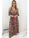 FUCHSIA - 'YOLANTHE' - LUXE FLORAL OPEN SHOULDER MAXI DRESS