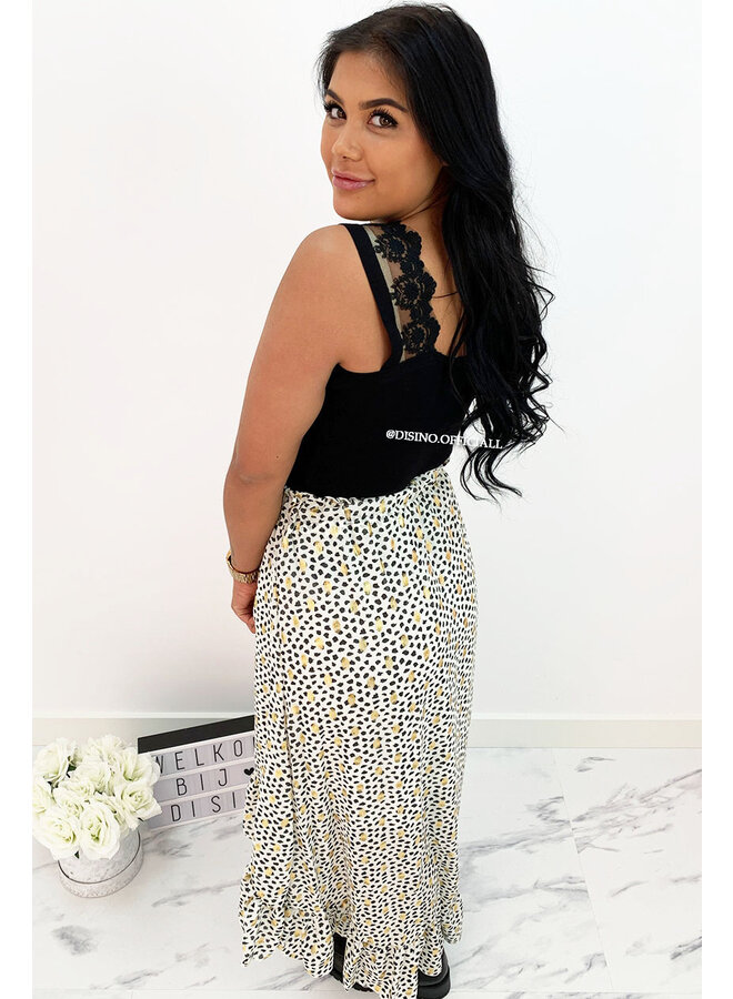 BLACK - 'JOSIE' - FLOWER LACE RIBBED TOP