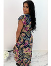 PURPLE - 'AUDREY' - GOLD DOTTED FLORAL MAXI RUFFLE DRESS