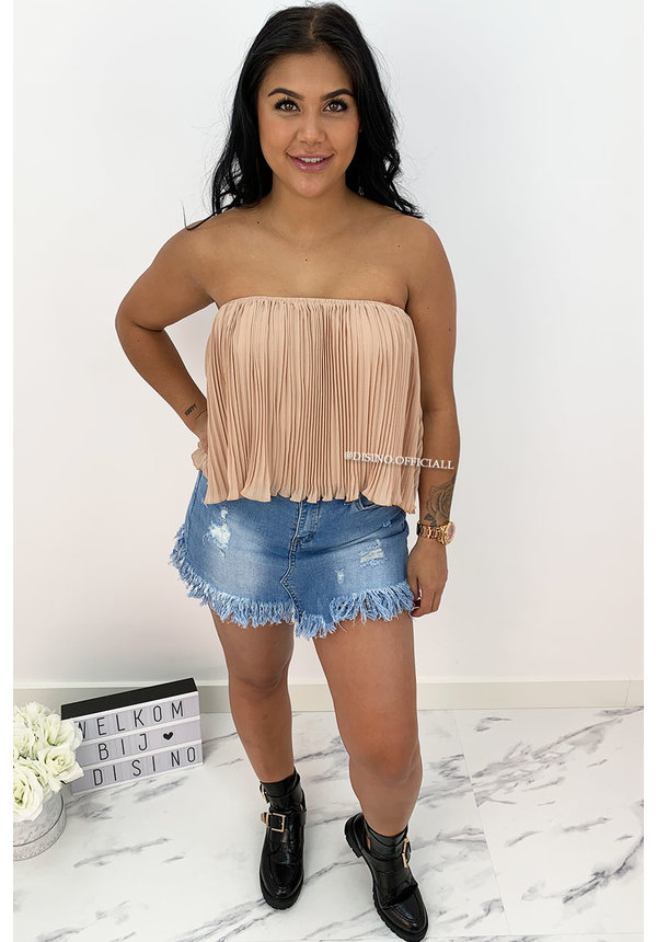 NUDE - 'SADIE' - PLISSE OFF SHOULDER TOP