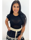 BLACK - 'YENTL' - SHORT SLEEVE IBIZA RUFFLE TOP