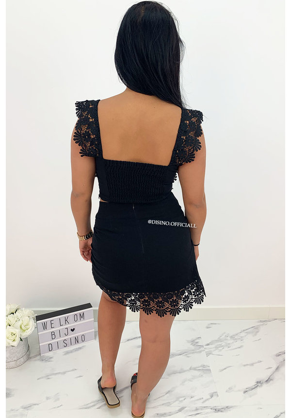 BLACK - 'CHARELL' - LINNEN LACE TWO PIECE