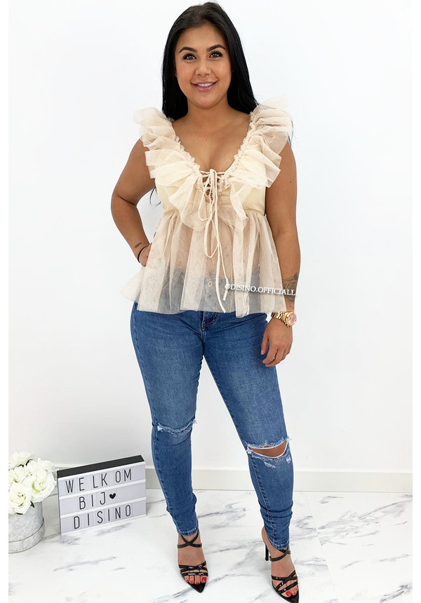 NUDE - 'JULIET' - V-NECK MESH TOP