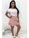 SOFT PINK - 'SISI' - STRETCH RUFFLE SKIRT