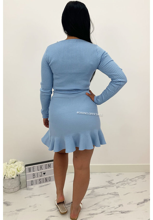 LIGHT BLUE - 'SISI' - STRETCH RUFFLE SKIRT