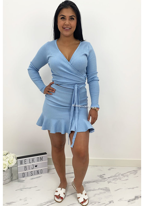 LIGHT BLUE - 'SISI' - STRETCH RUFFLE SKIRT