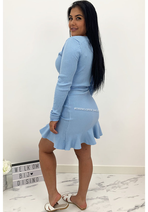 LIGHT BLUE - 'SISI' - STRETCH RUFFLE SKIRT