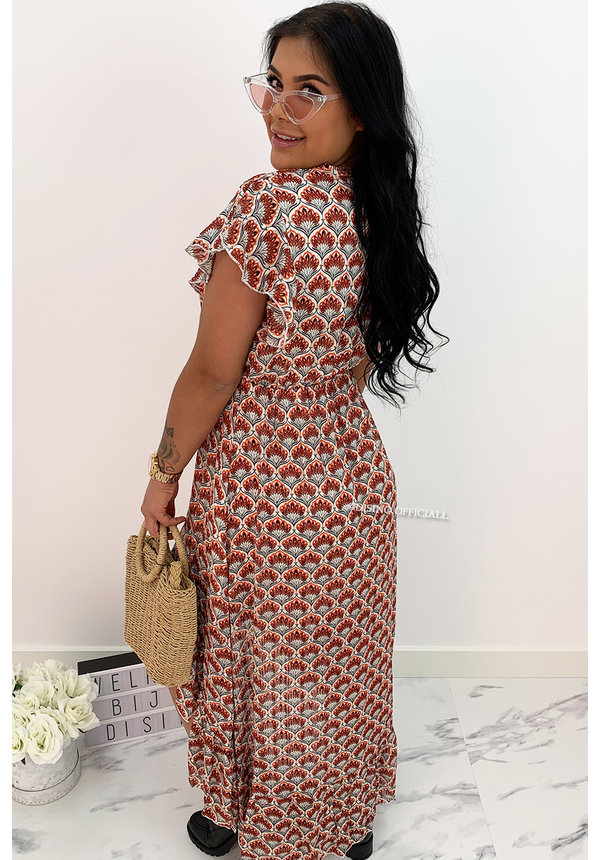 WHITE - 'PRESLEY' - PREMIUM QUALITY FLORAL RUFFLE MAXI DRESS